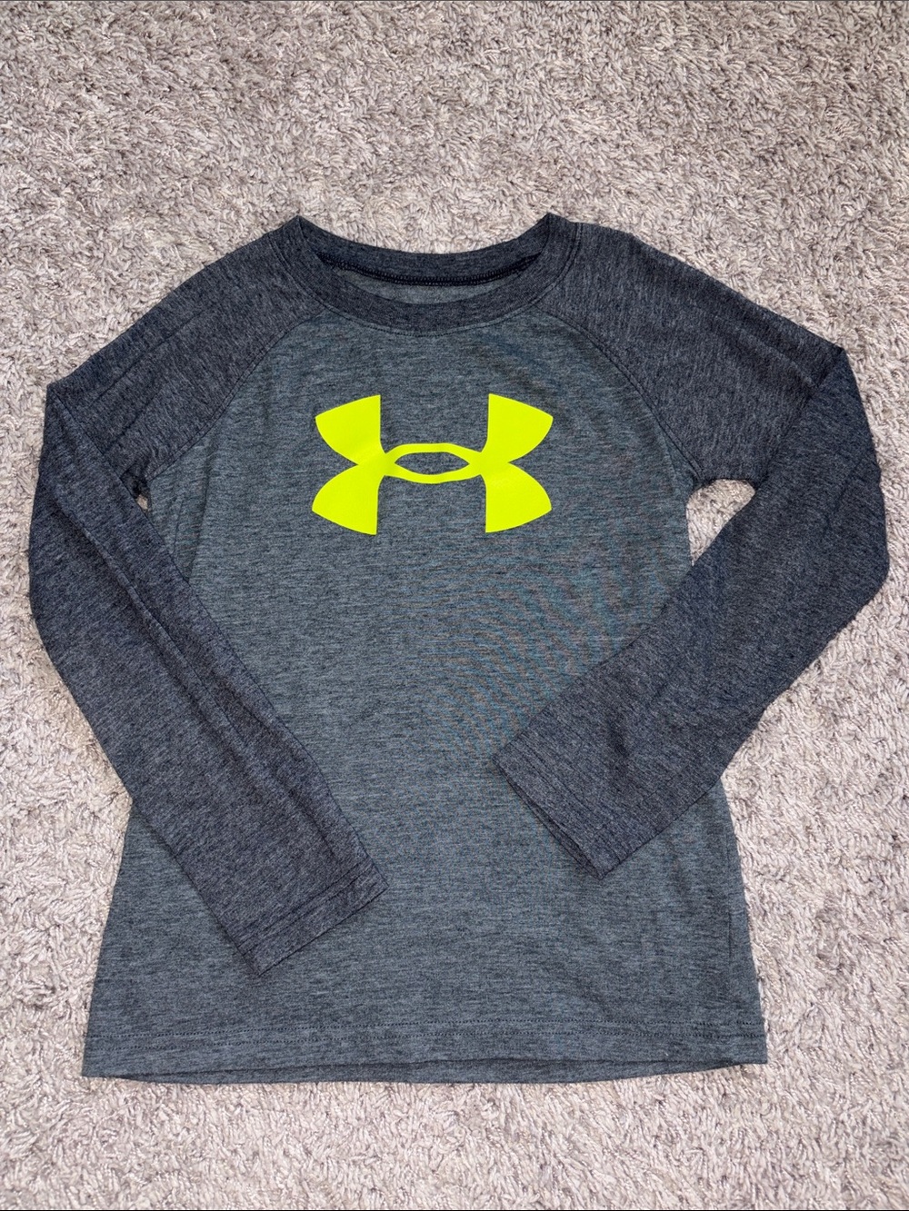 Under Armour Gray Long Sleeve Tee with Neon Yellow/green Logo